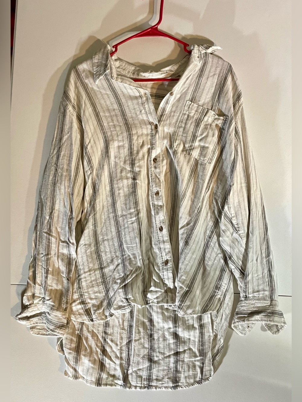 NWT Universal Thread XL Striped Linen Button Down Shirt Oversized Tunic Ladies